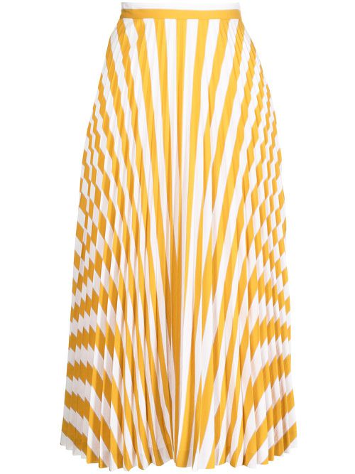 2018 striped pleated skirt - Yellow