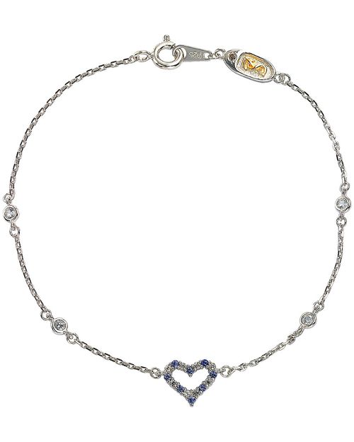 Silver Diamond & Sapphire Petite Heart Bracelet