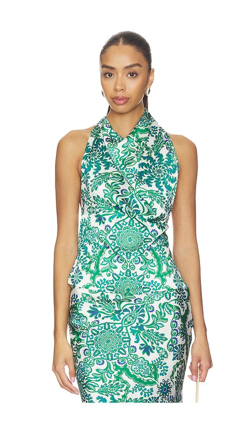 MISA Los Angeles Fern Top in Reflective Botanical. XXS also in XS, S