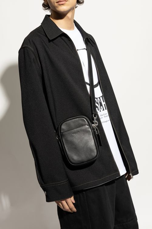 Leather Shoulder Bag, Men's, Black