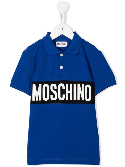 Logo-print short-sleeved polo shirt - Blue