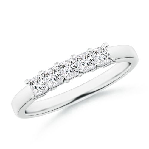 Angara 0.5 Carat Classic Five Stone Princess Diamond Wedding Ring for Her in 18K White Gold