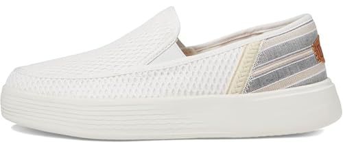 Hey Dude Womens Sunapee Craft Linen Shoes, Perf Leather White