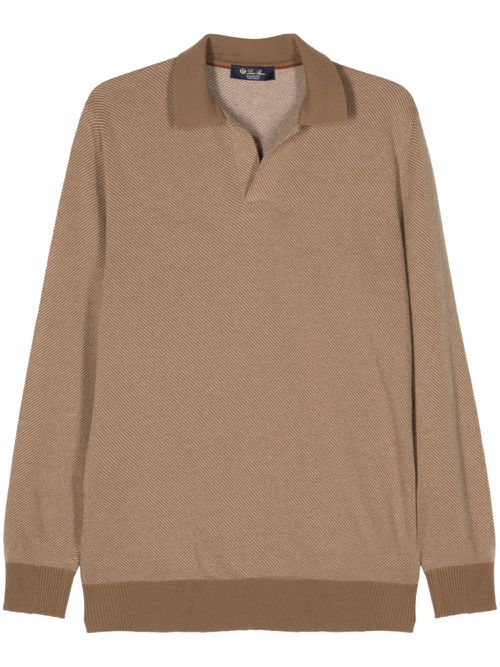 Fine-knit cashmere polo shirt - Brown