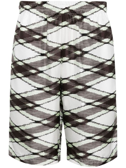 Patterned silk shorts - Green