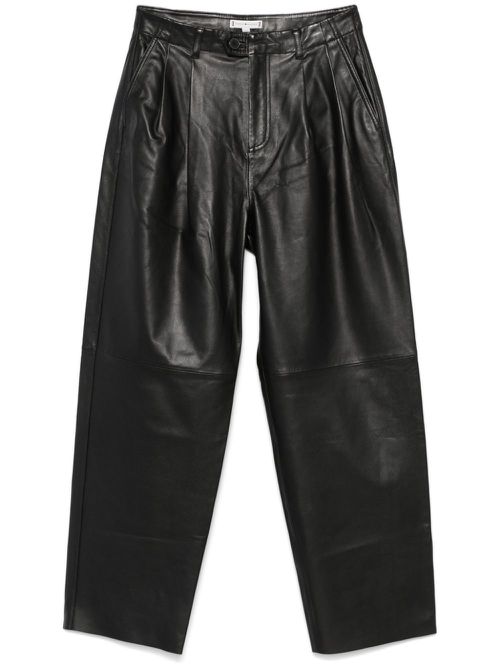 Tapered leather trousers - Black