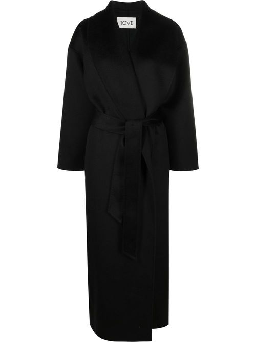 Jore belted-waist coat - Black