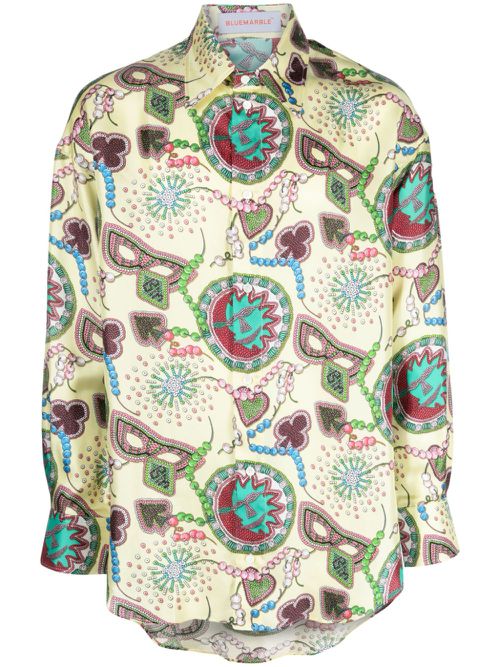 Graphic-print silk shirt - Yellow