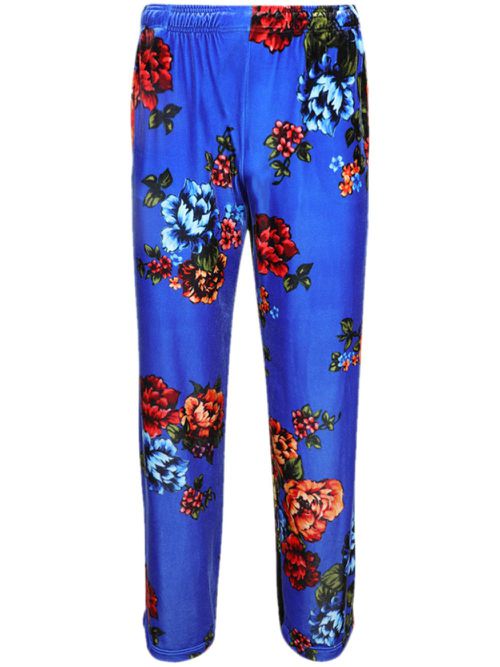 Floral-print velvet track pants - Blue