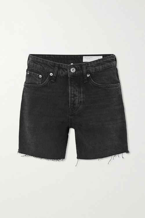 Rosa Frayed Denim Shorts - Black - 23