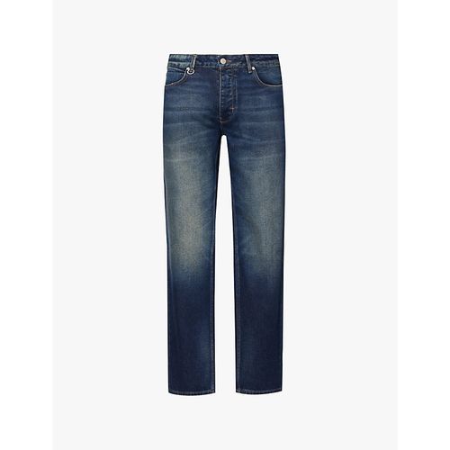 Mens Sharp Indigo Ray Brand-patch Straight-leg Regular-fit Stretch-denim Jeans 33/32
