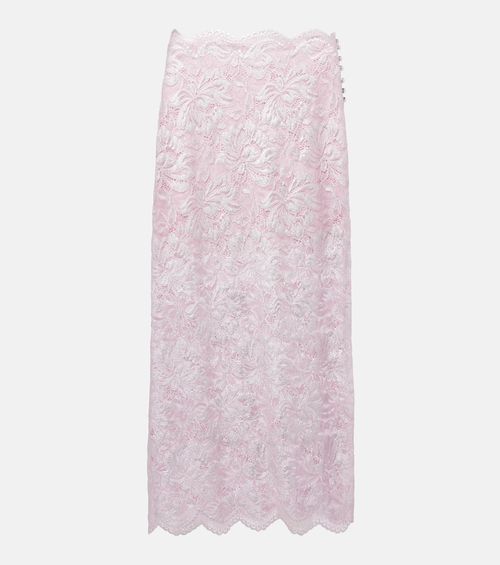 Floral lace midi skirt