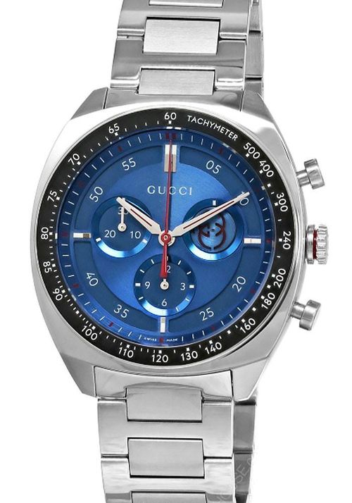 GUCCI Interlocking G Quartz Stainless Steel 41MM Blue Dial Men's Watch YA142317