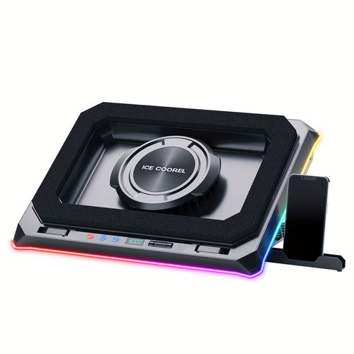 TEMU Essential For Season, Ice Coorel Laptop Cooling Pad With Powerful , Rgb Laptop Cooler Bracket, With 8 Adjustable . Laptop Fan Cooling Pad