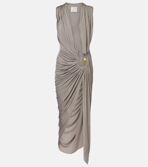 Ripple embellished draped jersey gown