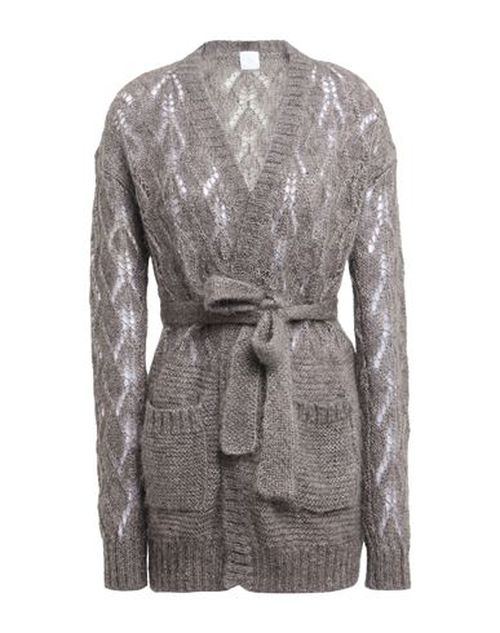 Woman Cardigan Charcoal Size L Mohair wool, Silk