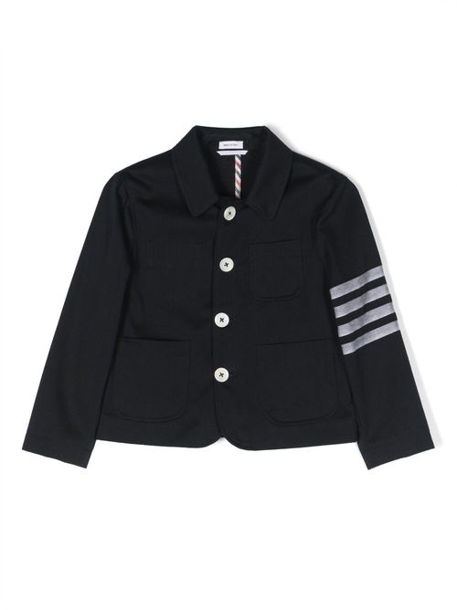 Stripe-detail single-breasted blazer - Blue