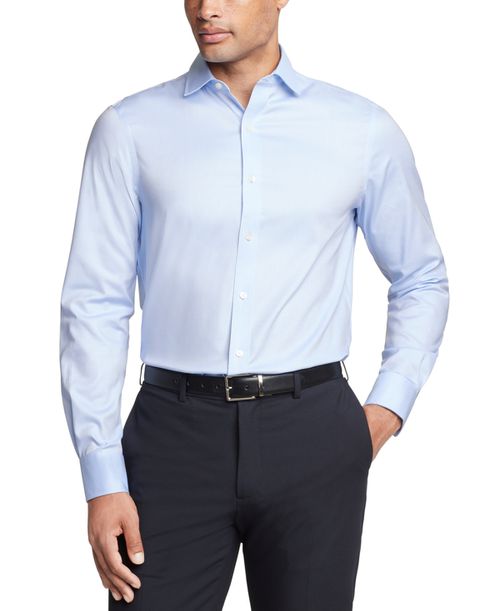 Men's Regular Fit Th Flex Essentials Wrinkle Free Stretch Dress Shirt - Th Classic Blue
