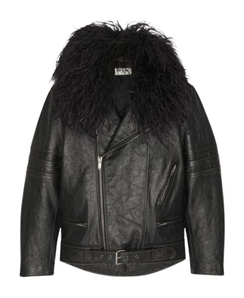 Long-sleeved leather jacket