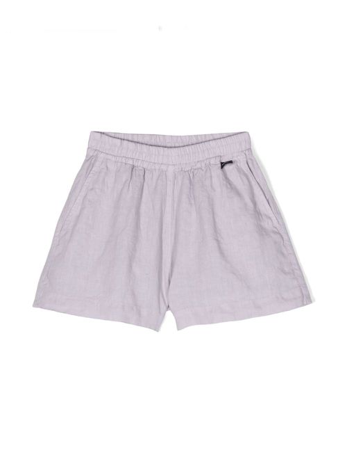 Elasticated-waist linen shorts - Purple