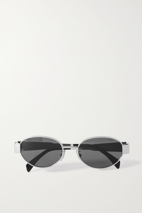 Oval-frame Silver-tone And Acetate Sunglasses - One size