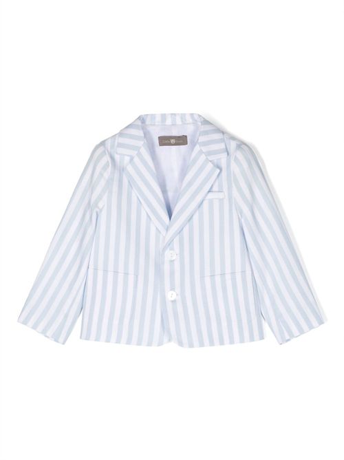 Striped single-breasted blazer - White