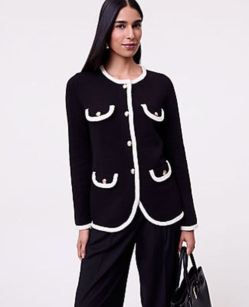 Ann Taylor Textured Trim Sweater Jacket