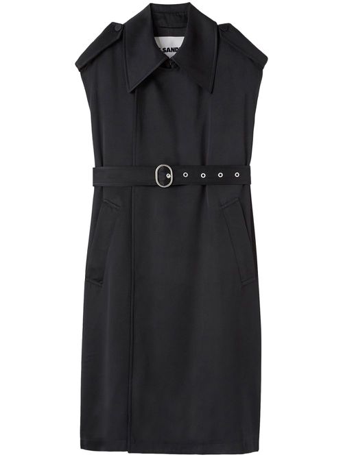 Sleeveless belted trench coat - Black