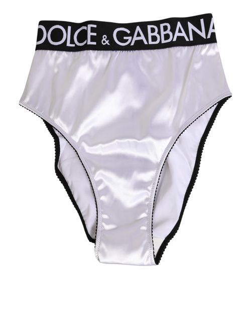 Satin Logo Waistband Briefs — White
