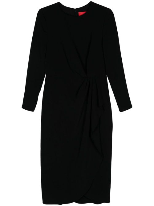 Pleat-detail midi dress - Black
