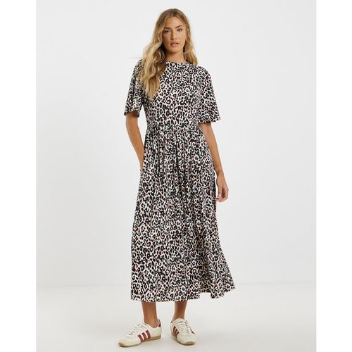 Leopard Supersoft Boat Neck Midi Dre