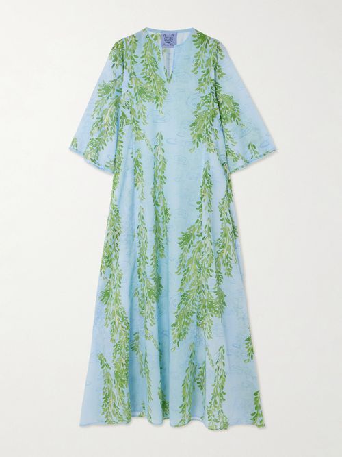 Rachel Printed Cotton-voile Kaftan - Blue