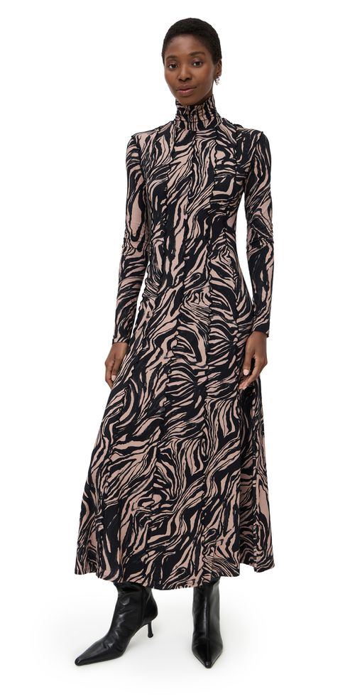 Mabel Dress in Marble Jersey Fawn Multi