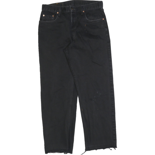 LEVI'S 618 02 Mens Regular Black Denim W32 L29 Button Cotton Blend Jeans Raw He