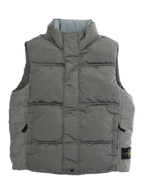 Quilted Down-Filled Down Vest — Gray