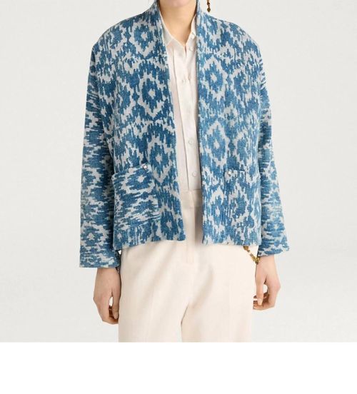 Ara Kimono Collar Jacket In Blu/panna