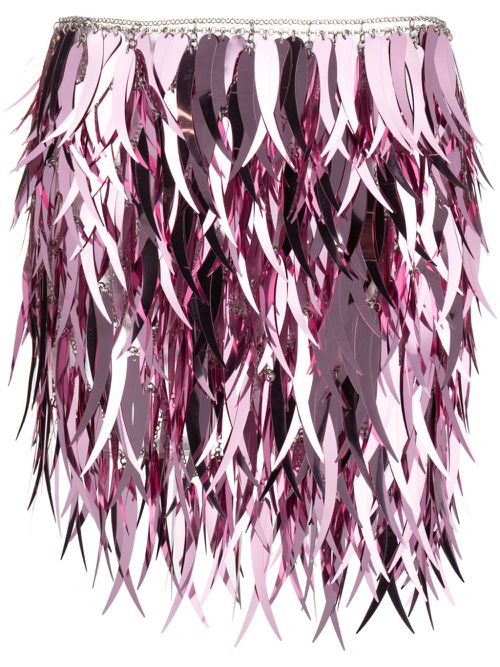 Metallic feathers mini skirt - Pink