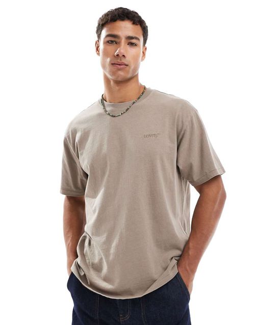 Tonal logo vintage oversized garment dye t-shirt in beige-Neutral