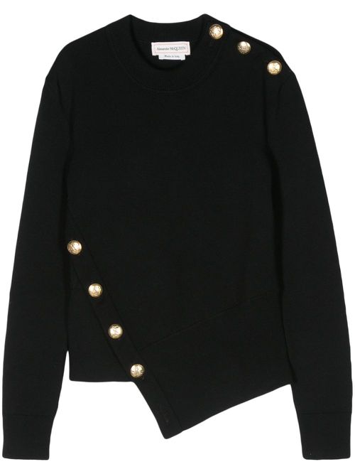 Fine-knit asymmetric jumper - Black