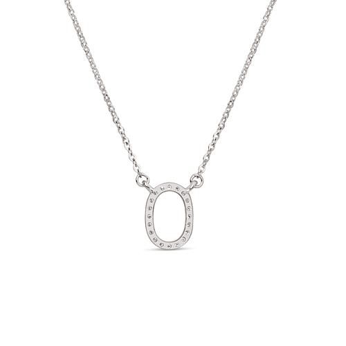 14K White Gold .10ctw Diamond Letter Initial Necklace - White