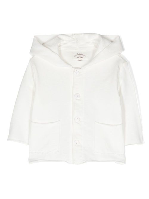 Hooded cotton cardigan - White