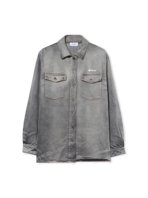 Ink Arrow Denim Shirt Jacket - Female Denim Bleach Black