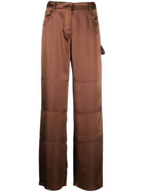 Straight-leg satin trousers - Brown