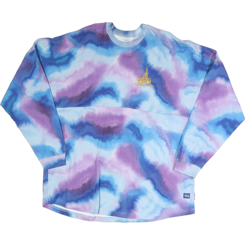 WALT DISNEY WORLD Mens Blue & Purple Tie Dye T-Shirt XL Long Sleeve Crew Neck