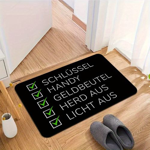 TEMU German Essential List Door Mat - Entryway Memory Aid For 's & Adhd Care, Non-slip Eva Floor Mat With Lock/phone/pickup Reminder