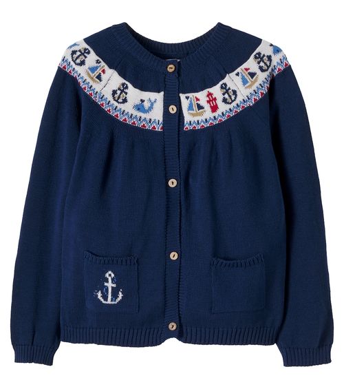 Intarsia cotton cardigan