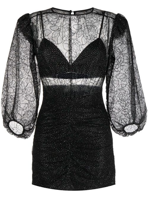 Long-sleeve embroidered minidress - Black