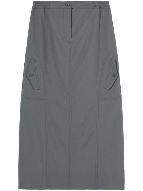 High-waist cargo midi skirt - Grey
