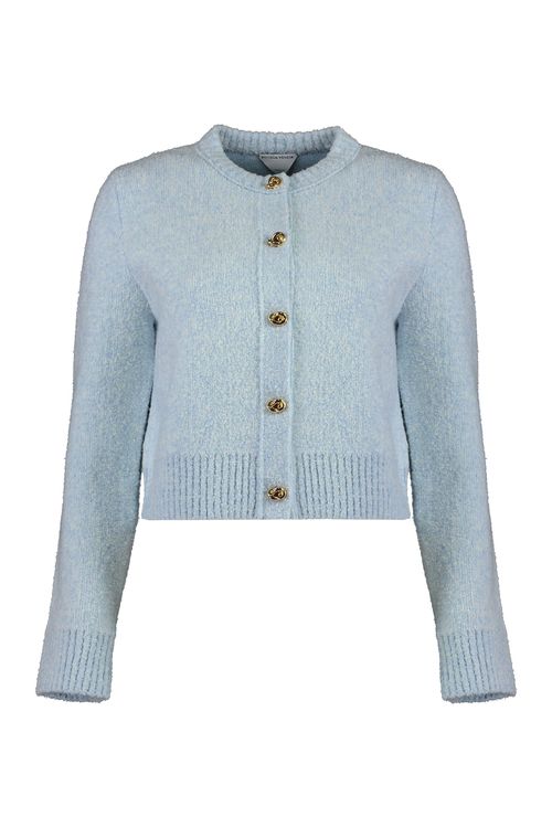 Bouclé Wool Cardigan with Metal Knot Buttons