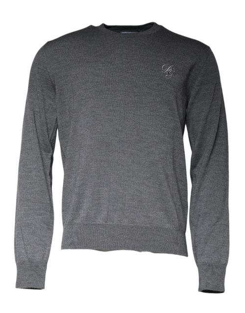 Virgin Wool Crew Neck Sweater — Gray